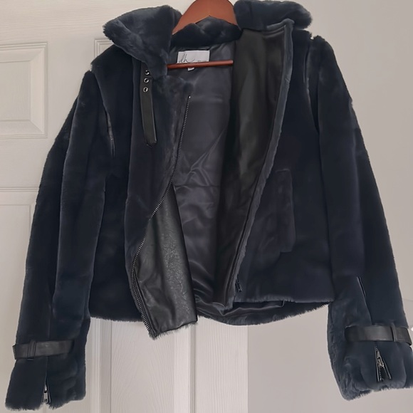 dh NEW YORK faux fur moto jacket - Picture 1 of 4